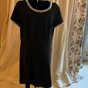 Karl Lagerfeld Black Mini Dress with Pearl Trim